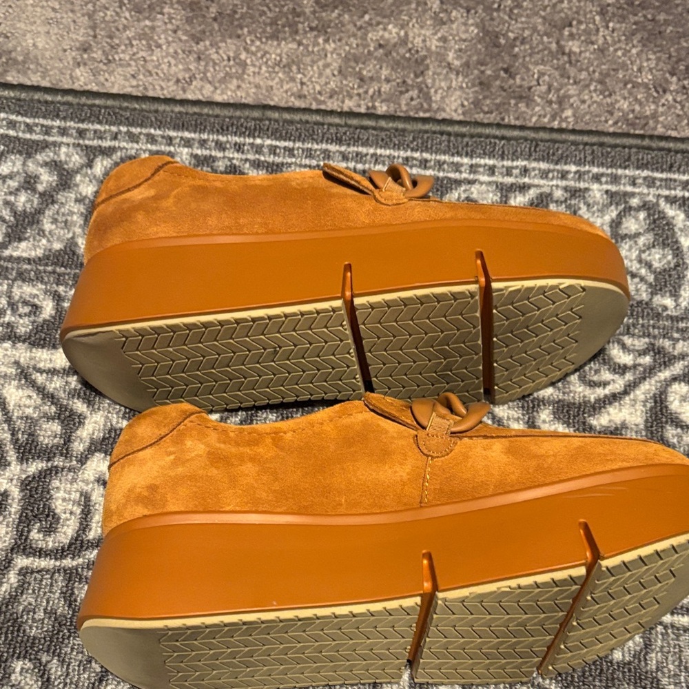 Naked Feet Camel Suede Platform Shoes. I wear an 8 and 7 1/2 fits great